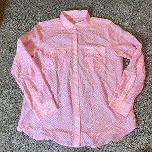 Gap‎ Pink Snake Print Button Down Shirt Women's Size M Long Sleeve Casual Top